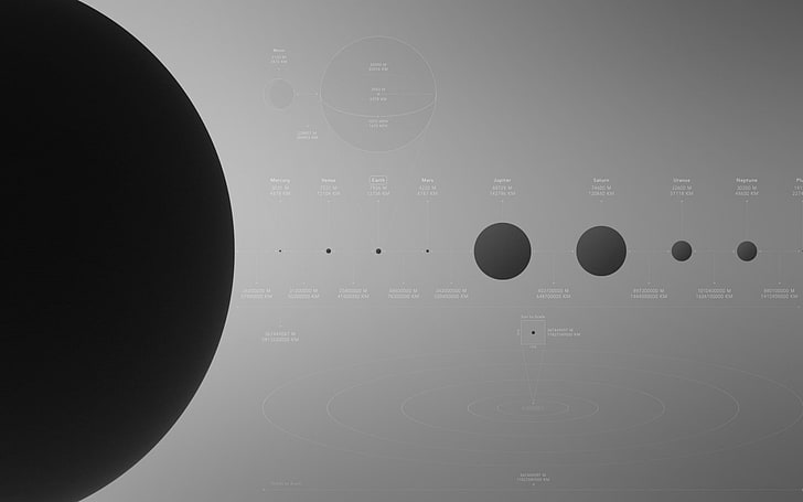 science, planet, space, monochrome, infographics, no people