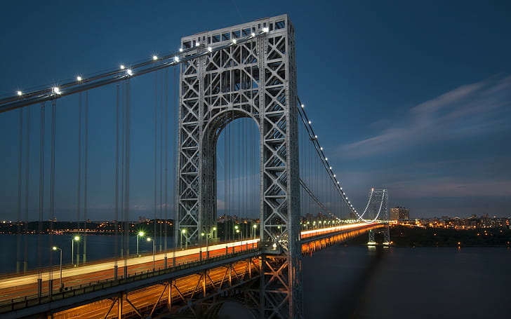 The George Washington bridge, city​​, the river, New York, HD wallpaper