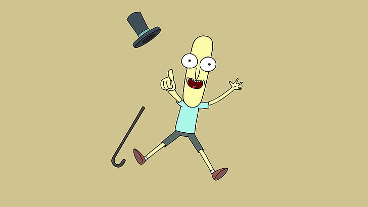 Rick and Morty, Adult Swim, cartoon, Mr.Poopybutthole, top hat, HD wallpaper