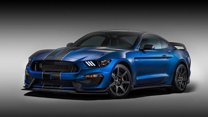 blue and black Ford Shelby GT-500, Ford Mustang, Shelby GT350