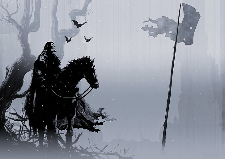 game application wallpaper, death, simple background, horse, cape, HD wallpaper