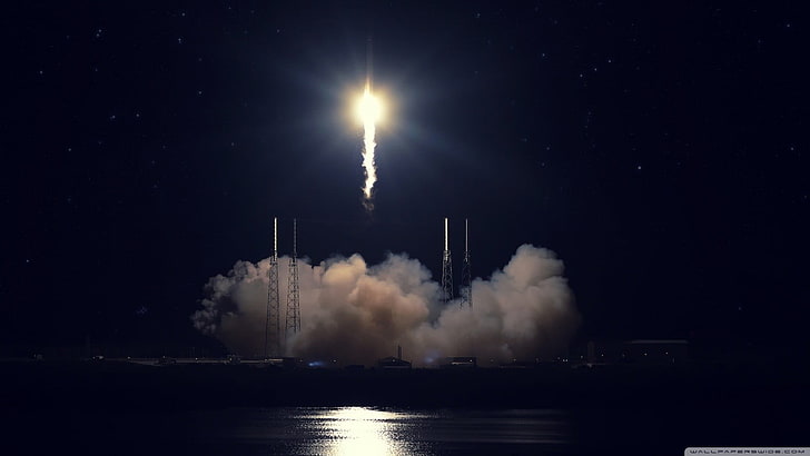 lift off, Atlas V, take-off, sky, space exploration, rocket, HD wallpaper