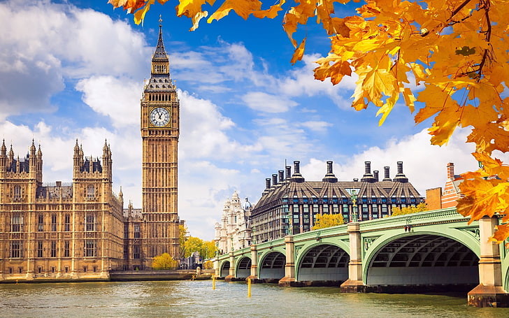 england, big ben, london, bridge, autumn, palace of westminster