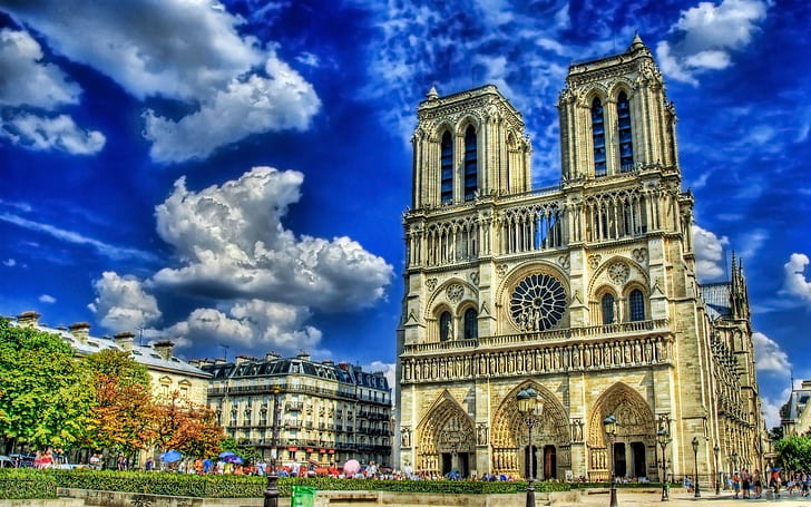 Notre Dame de Paris Cathedral, bristol cathedral, hdr, desktop background