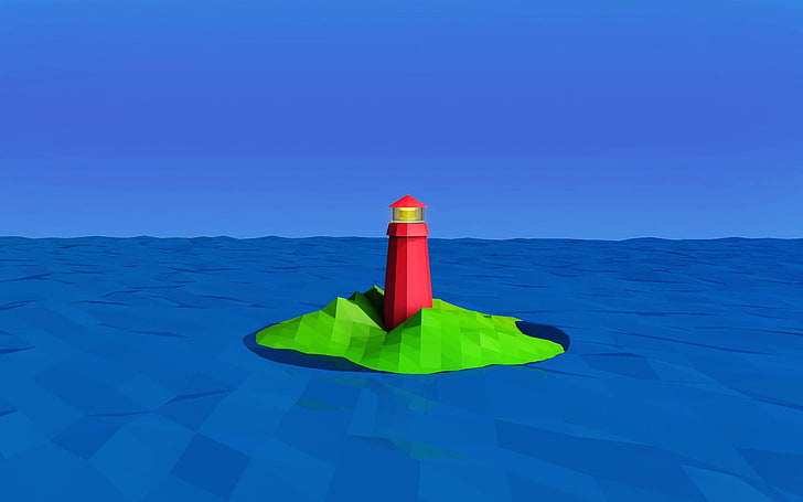 low poly, lighthouse, sky, nature, blue, no people, guidance