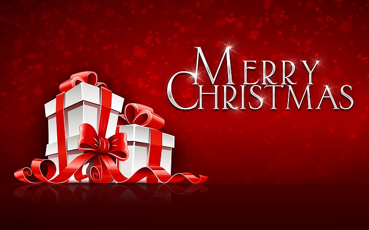 Merry Christmas gift boxes digital wallpaper, holiday, greetings