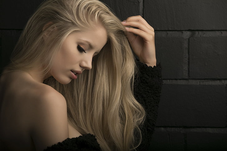 women, blonde, portrait, face, profile, hair, young adult, hairstyle
