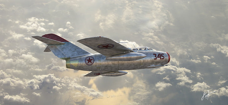 silver fighter plane, BBC, Soviet, The MiG-15, North Korea, The DPRK, HD wallpaper