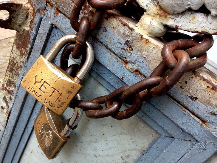 abstract, chain, lock, padlock, rusty, metal, safety, security, HD wallpaper
