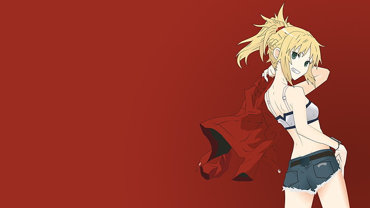 female anime character in white crop top wallpaper, Fate Series