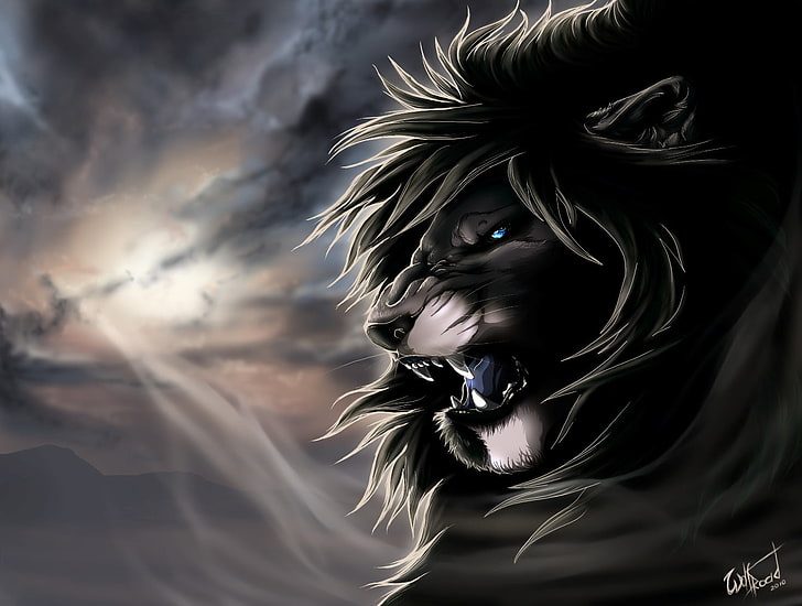 lion illustration, face, Leo, mouth, evil, Gold song, monster - Fictional Character