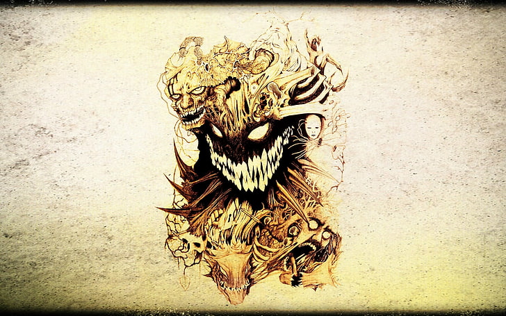 3840x1080px | free download | HD wallpaper: dark, evil, horror, skull,  tattoo | Wallpaper Flare