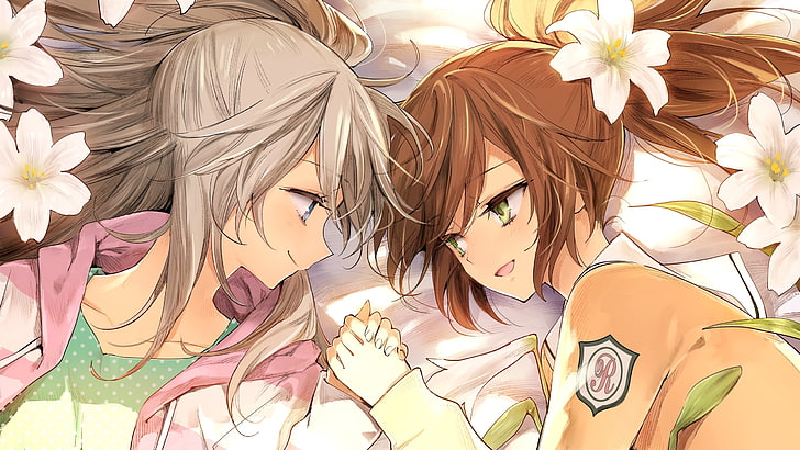 HD wallpaper: two gray and brown-haired female anime characters, kodoku ni  kiku yuri | Wallpaper Flare