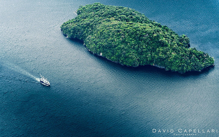 nature, photography, aerial view, island, David Capellari, sea, HD wallpaper
