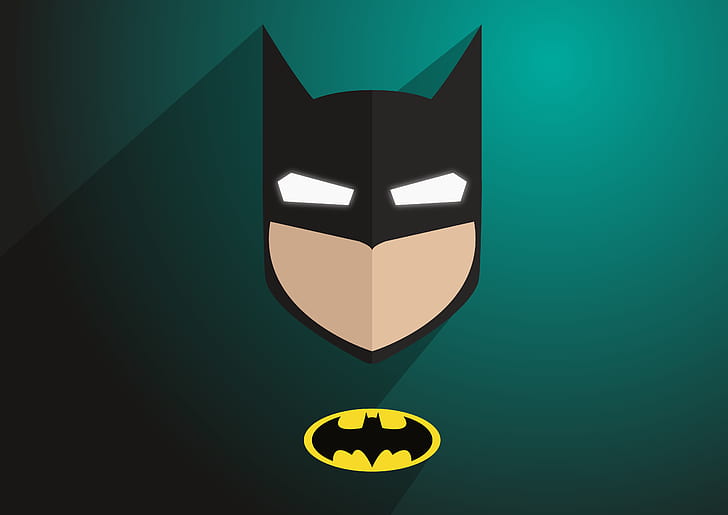 Batman logo, minimalism, glowing eyes, mask