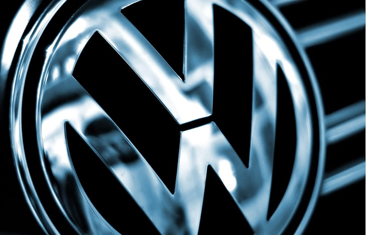 Volkswagen logo, close-up, no people, black color, pattern, man made object, HD wallpaper