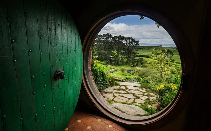 The Hobbit, nature, The Lord of the Rings, The Shire, door, HD wallpaper