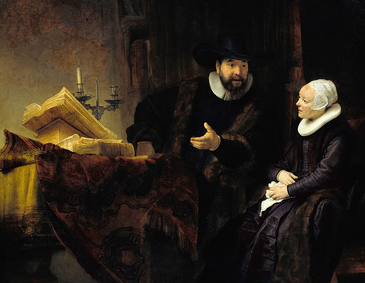 portrait, picture, genre, Rembrandt van Rijn, Preacher Anslo and His Wife