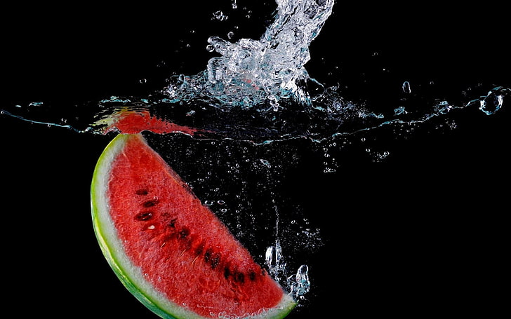Fruits, Watermelon, black background, studio shot, food and drink, HD wallpaper