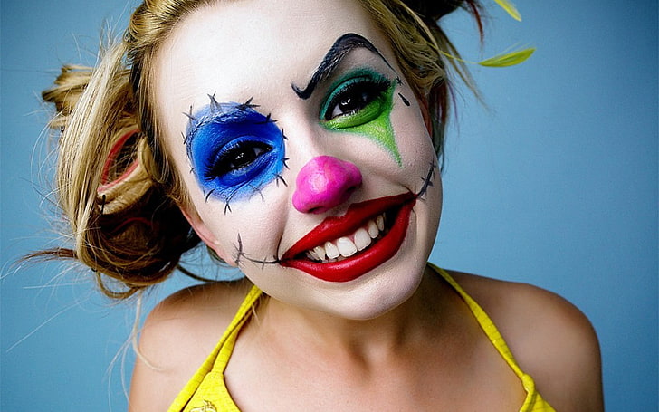 Clowns, Lexi Belle, paint, portrait, looking at camera, one person, HD wallpaper