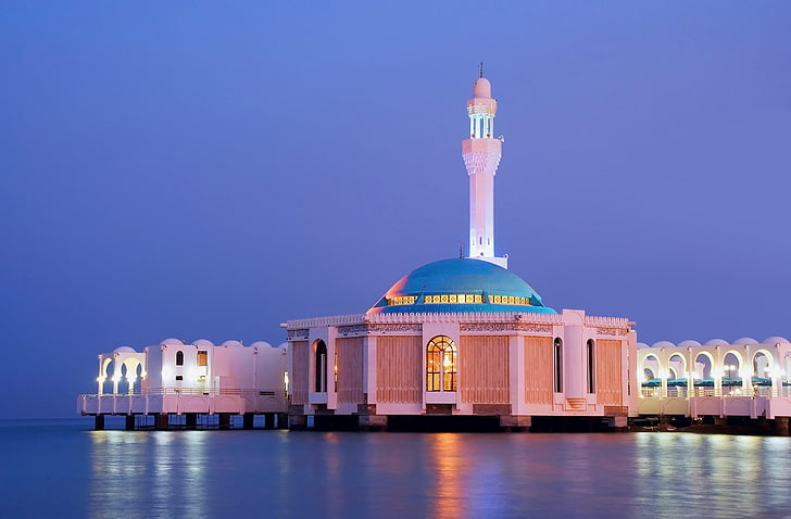 Jeddah Mosque, beige and blue concrete dome, Religious, muslim