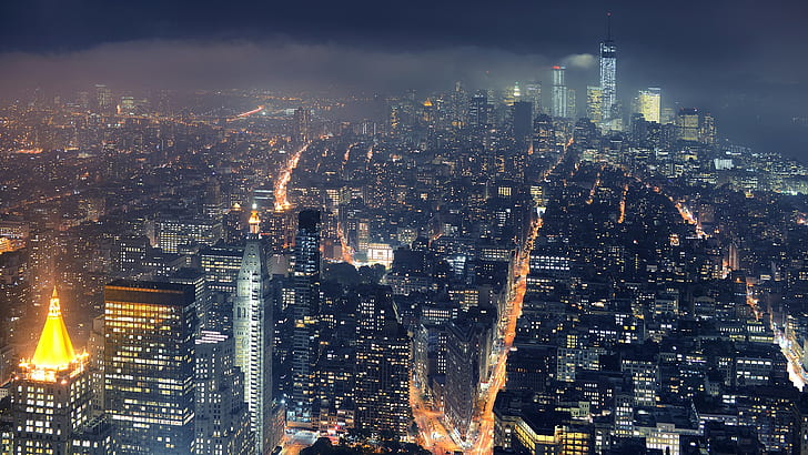 City, Cityscape, Night, Lights, Skyscraper, New York City, HD wallpaper