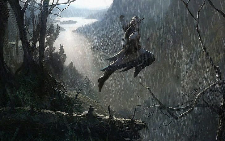 assassins creed 3 connor kenway, nature, water, tree, no people