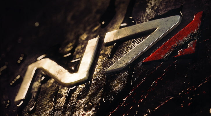 Mass Effect 3 N7, silver N7 emblem, Games, metal, close-up, no people