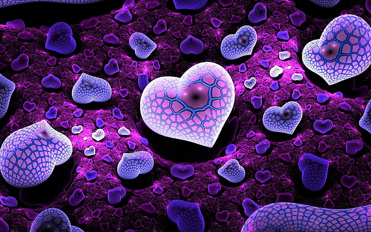 HD wallpaper: Purple Heart Love Abstract Graphic Wallpaper For Desktop Pc  Tablet Mobile Phones 3840×2400 | Wallpaper Flare