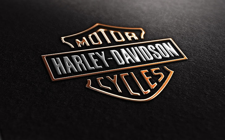 harley davidson, bikes, logo, text, western script, communication, HD wallpaper
