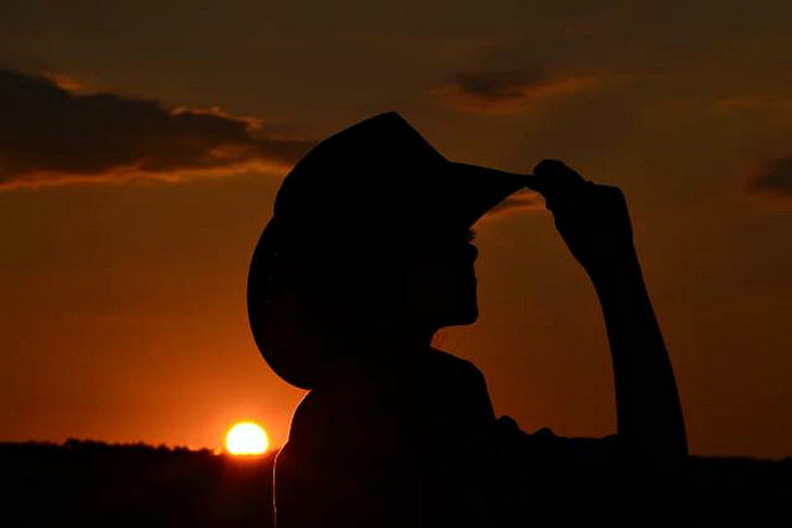 Cowgirl Silhouette, sunset, HD wallpaper