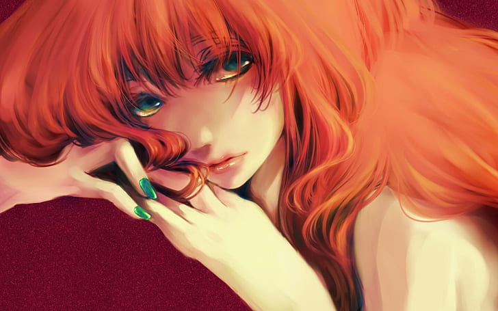 Anime Girl Red Hair Sad gambar ke 3