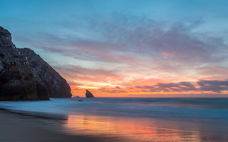 Beach Sunset Ocean HD, nature, HD wallpaper