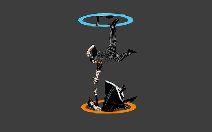 jump illustration, Portal (game), BioShock Infinite, minimalism