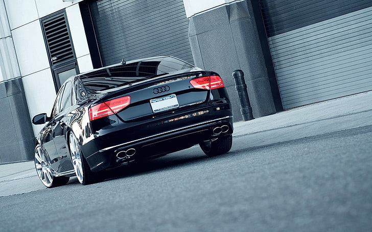 black Audi car, vehicle, transportation, mode of transportation, HD wallpaper