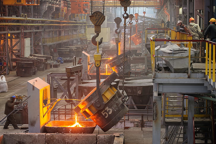 industrial, machinery, foundry, molten metals, HD wallpaper
