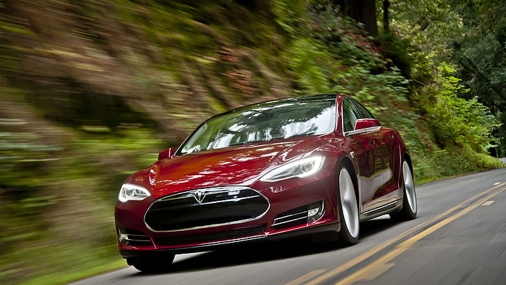 Tesla Model S 2013, red tesla s type, cars, HD wallpaper