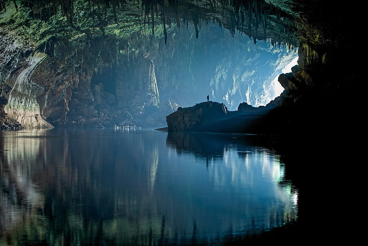 500px, photography, landscape, cave, men, water, beauty in nature, HD wallpaper
