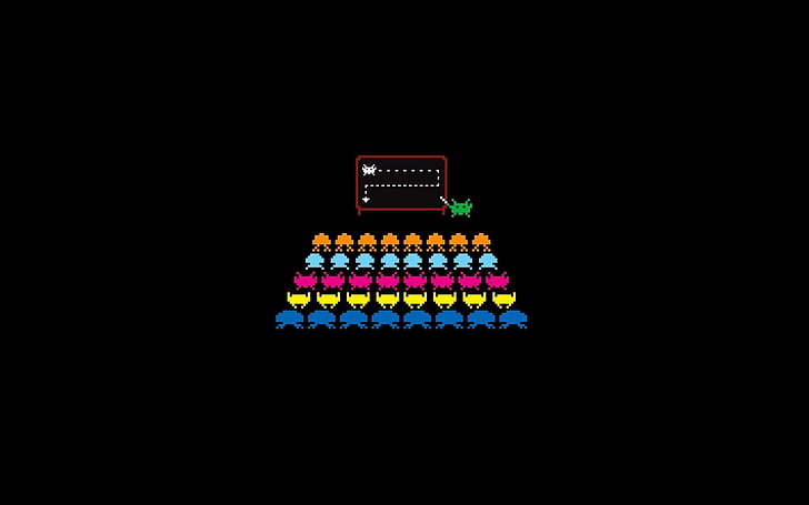 Space Invaders, simple background, minimalism, video games, HD wallpaper