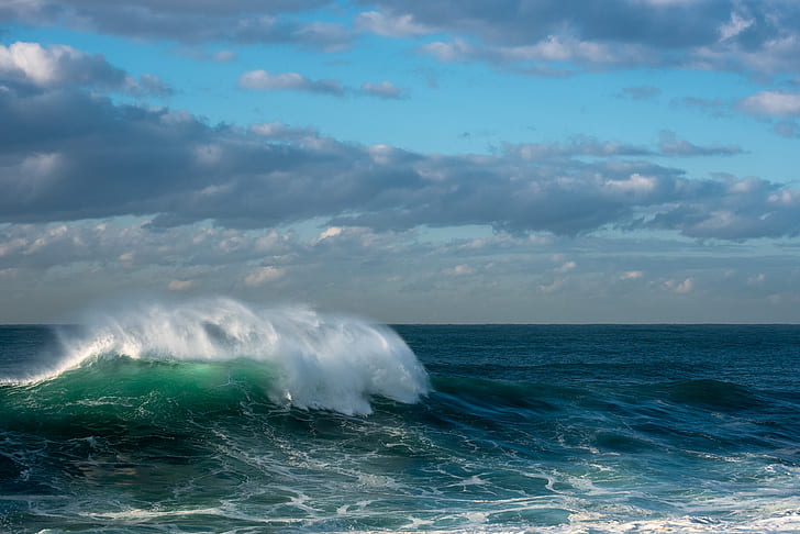 waves, clouds, Pacific Ocean, HD wallpaper