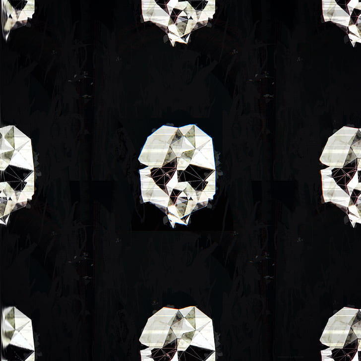 abstract, glitch art, low poly, skull