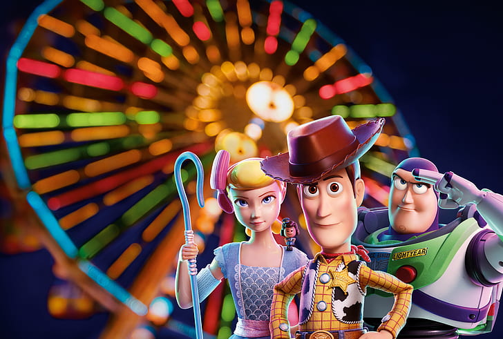 Movie, Toy Story 4, Bo Peep, Buzz Lightyear, Woody (Toy Story), HD wallpaper