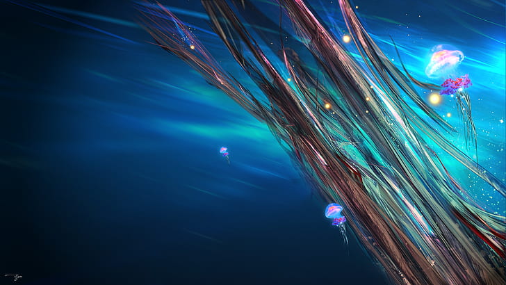 Jellyfish Abstract HD, jellyfish graphics, digital/artwork