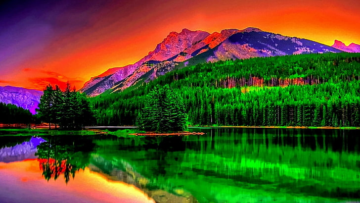 HD wallpaper: reflection, nature, sky, photoshop, lake, mountain, landscape  | Wallpaper Flare
