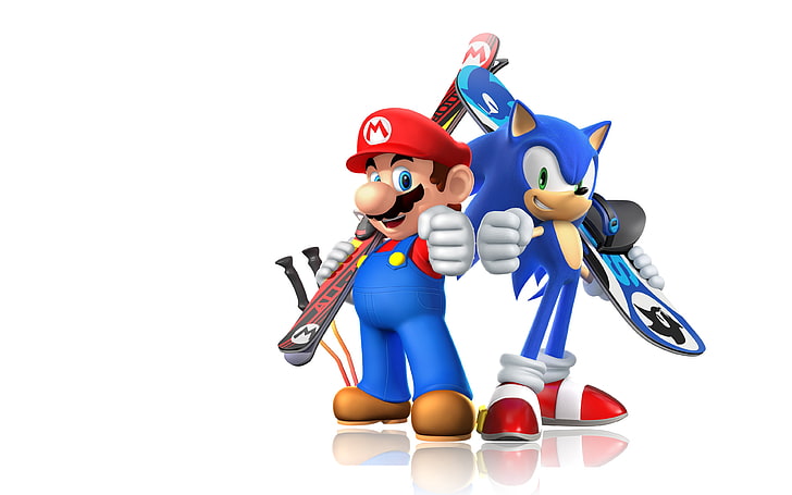 Super Mario and Sonic wall paper, Mario Bros., Sonic the Hedgehog