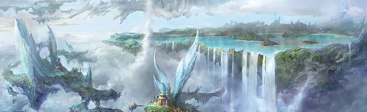Clouds City, forest and mountains digital wallpaper, Games, Final Fantasy, HD wallpaper
