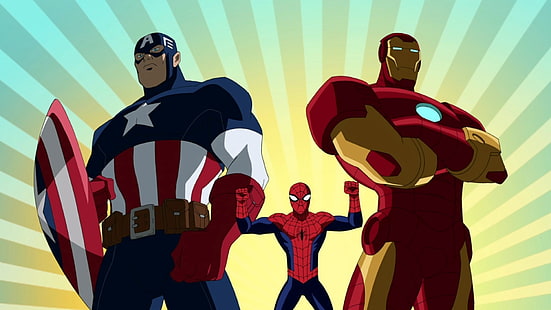HD wallpaper: Captain America, Ironman, and Spider-Man, Iron Man, cartoon,  men | Wallpaper Flare