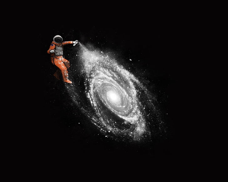 HD wallpaper: orange space suit, humor, galaxy, astronaut, digital art,  artwork | Wallpaper Flare