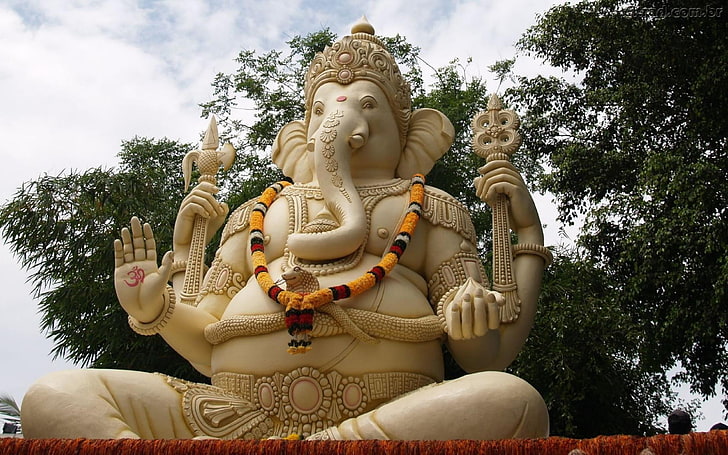 HD wallpaper: White Ganesh Statue, Ganesha statue, God, Lord Ganesha,  representation | Wallpaper Flare