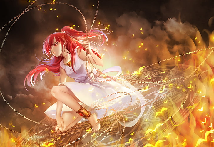 red-haired female character wallpaper, magi the labyrinth of magic